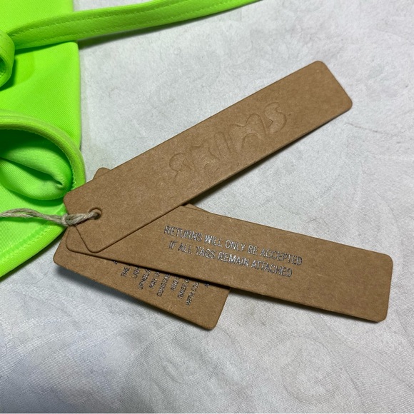 NWT SKIMS Recycled Swim Signature High Neck Top Neon Highlighter Green new tags - Picture 9 of 9